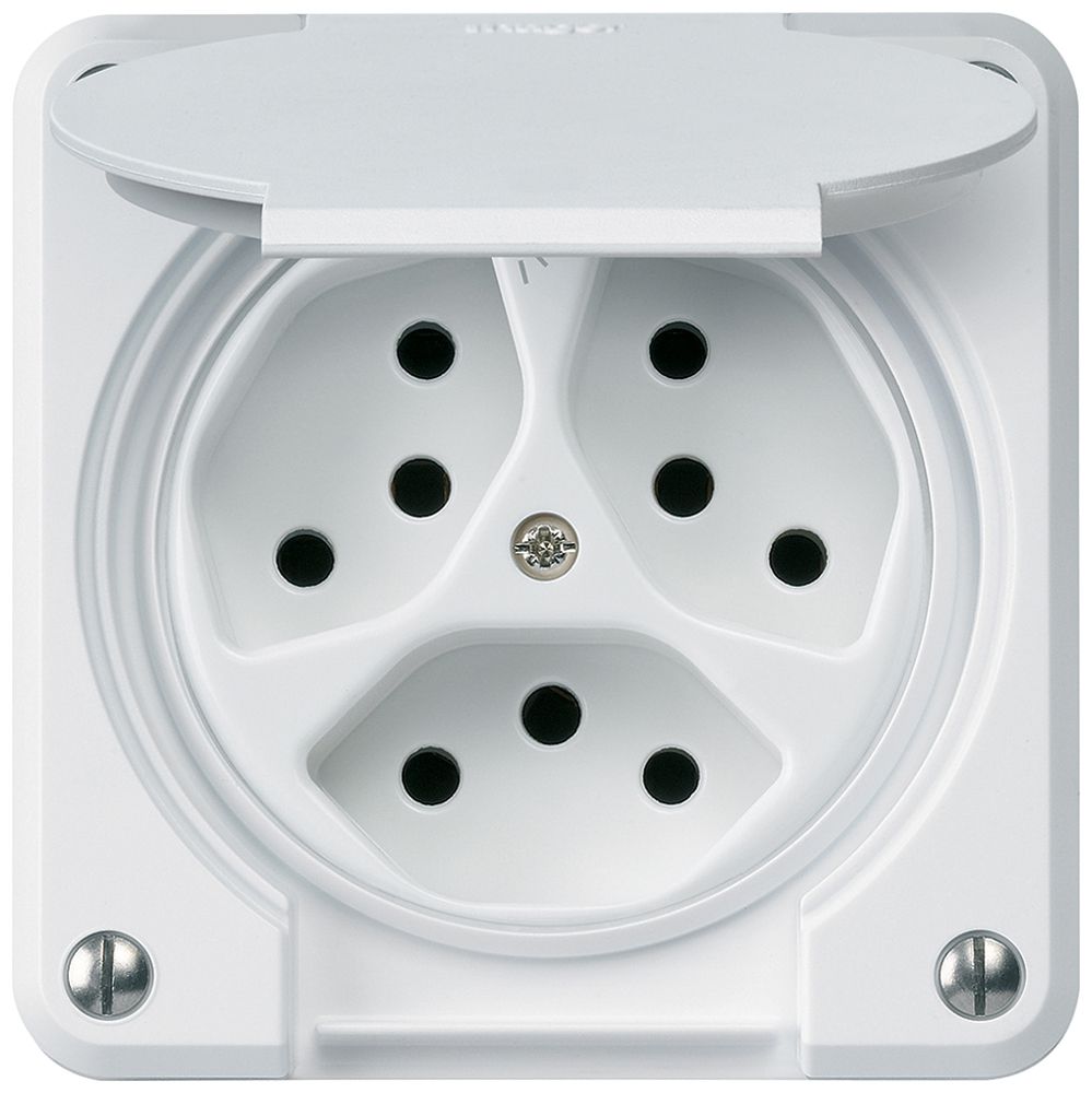 UP-Steckdose robusto 3×Typ 13/1 weiss für Kombination