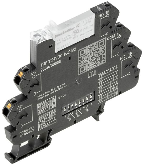 Relais temporisé WM TRP T 24VDC 1CO M3, entrée de commande, 1W 6A, PUSH IN