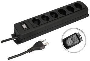 Steckdosenleiste MH 6×T13 Prime-Line Td 3×1mm² 3m schwarz Schalter Magnete