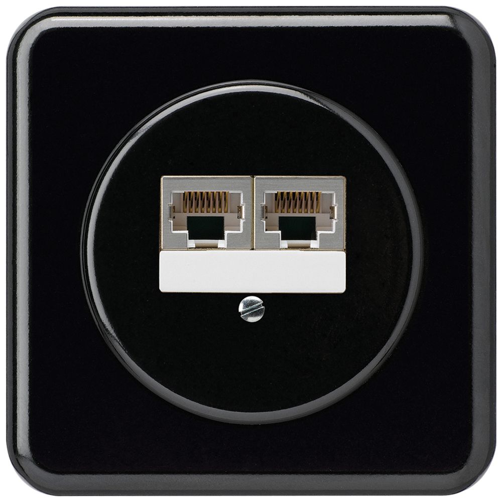 UP-Anschlussdose basico 2×RJ45s getrennt UKV schwarz