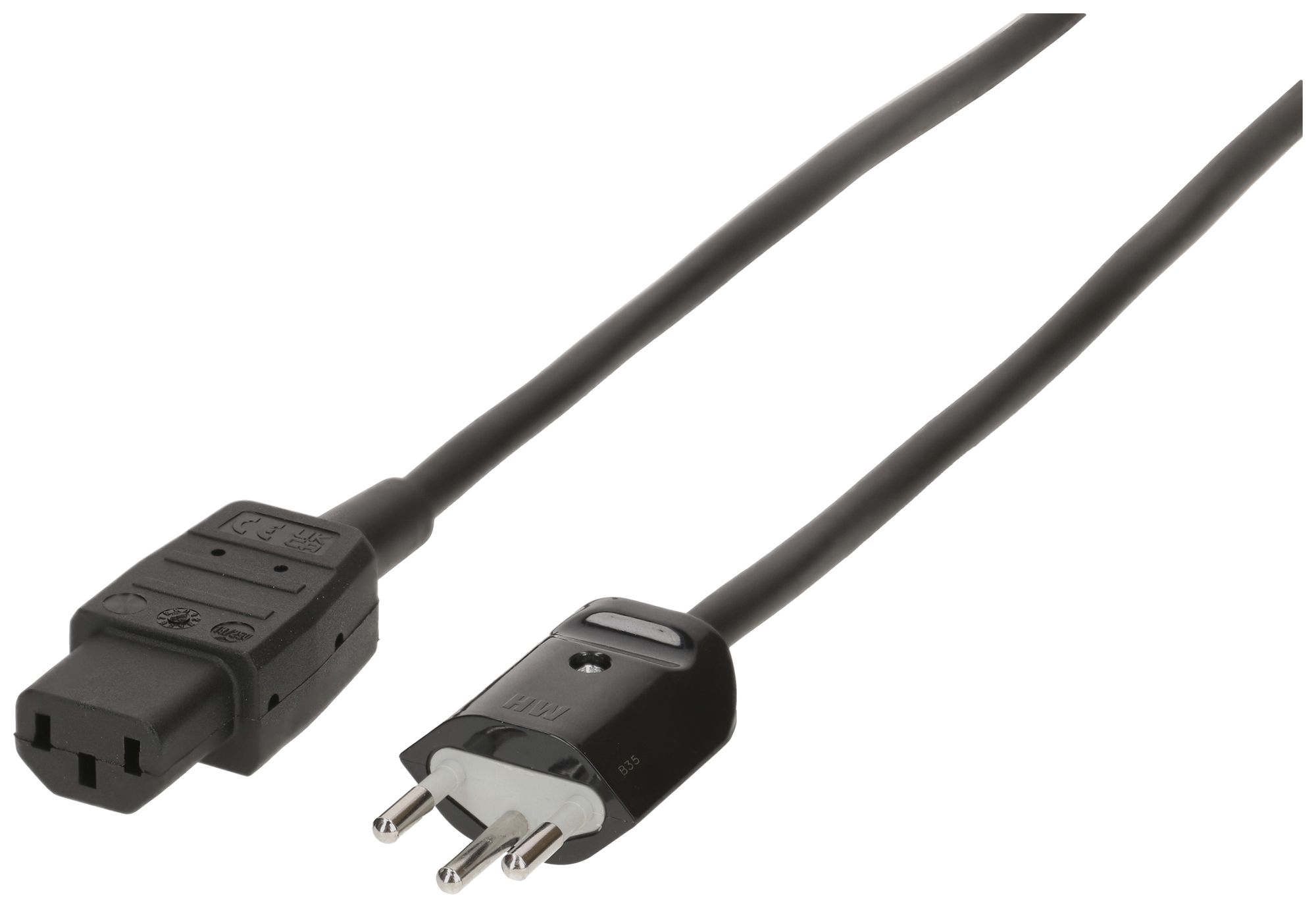 Apparatekabel MAX HAURI Td 3×1mm² 2m schwarz Stecker T12/C13