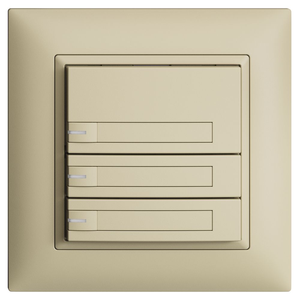 UP-KNX-Taster RGB EDUE FMI, 250mW, m.RGB-LED, m.Papier, 3×Taste, 1×Tastenb., van