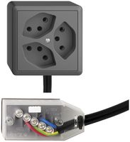 Presa AP EDIZIOdue 3×T13 L1 Snap grigio scuro, per cavo piatto Technofil