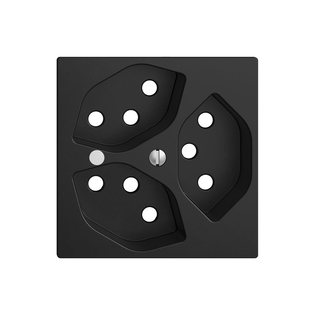 Frontset EDIZIOdue schwarz, 60×60mm 3×T13 mit Linse