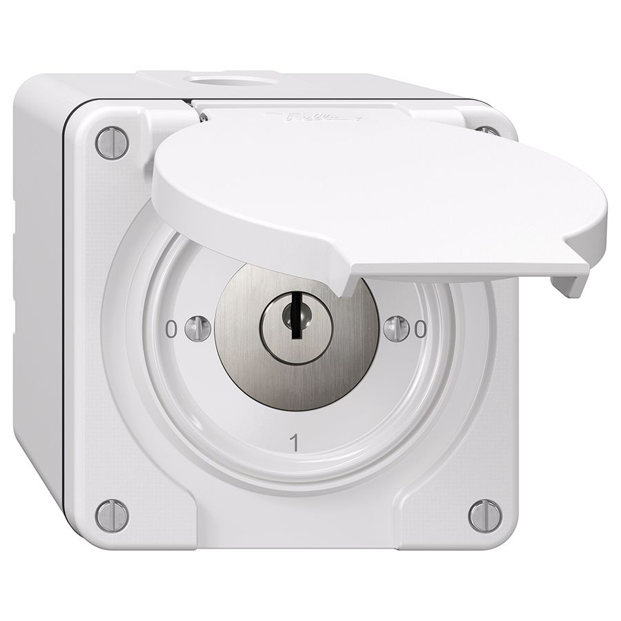 NAP-Drehschalter NEVO, 0/3L, mit Schloss&2 Schlüsseln, KS, 0-1-0-1, weiss