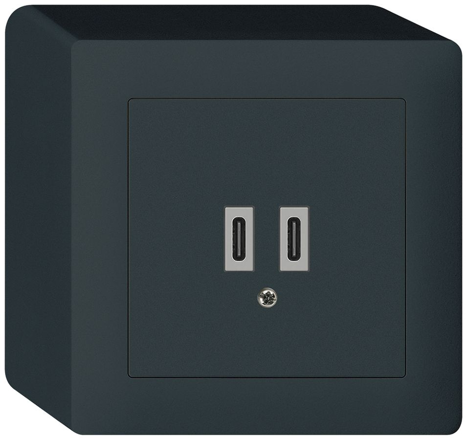AP-USB-Ladesteckdose Hager kallysto C-C 20W 5V 86×86mm schwarz