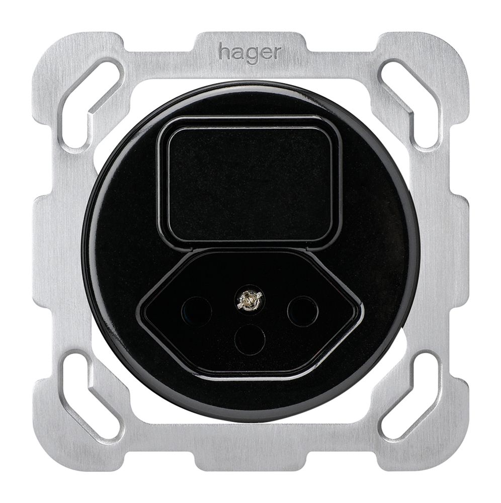 Einsatz zu UP-Kombination I basico 3+Typ 13 schwarz mit Befestigungsplatte