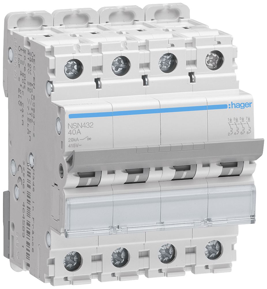 Disgiuntore Hager MCB 4P 415V tipo D 32A Icu 25kA 4UM