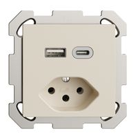 UP-Steckdose USB Typ A+C + Typ 13 Feller EDIZIOdue FM 230V 3000mA crema