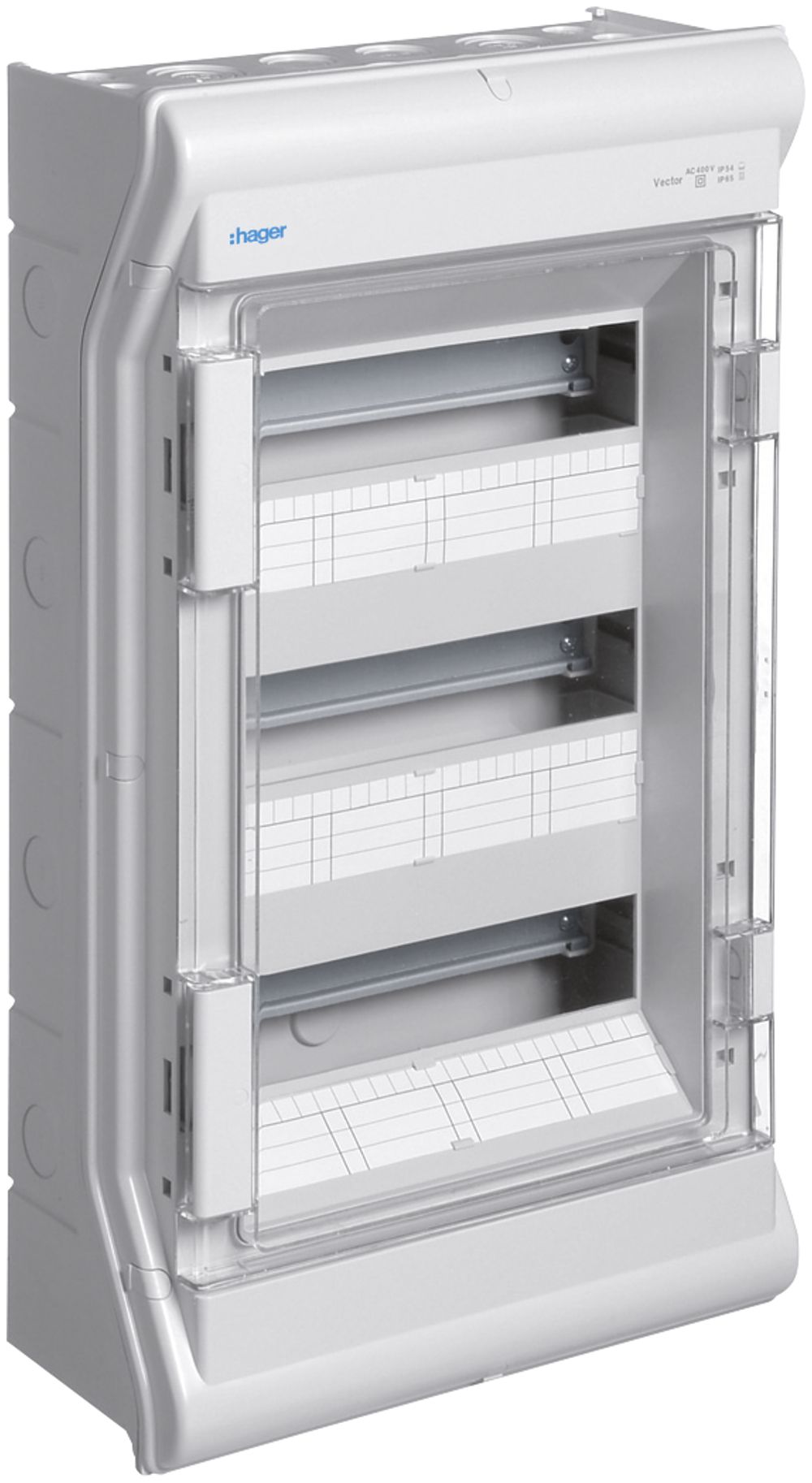 AP-Kleinverteiler Hager vector 3-reihig 36TE IP54/IP65 310×552×151mm
