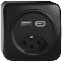 Presa AP USB tipo A+C + tipo 13 Feller STANDARDdue QX54 230V 3000mA nero