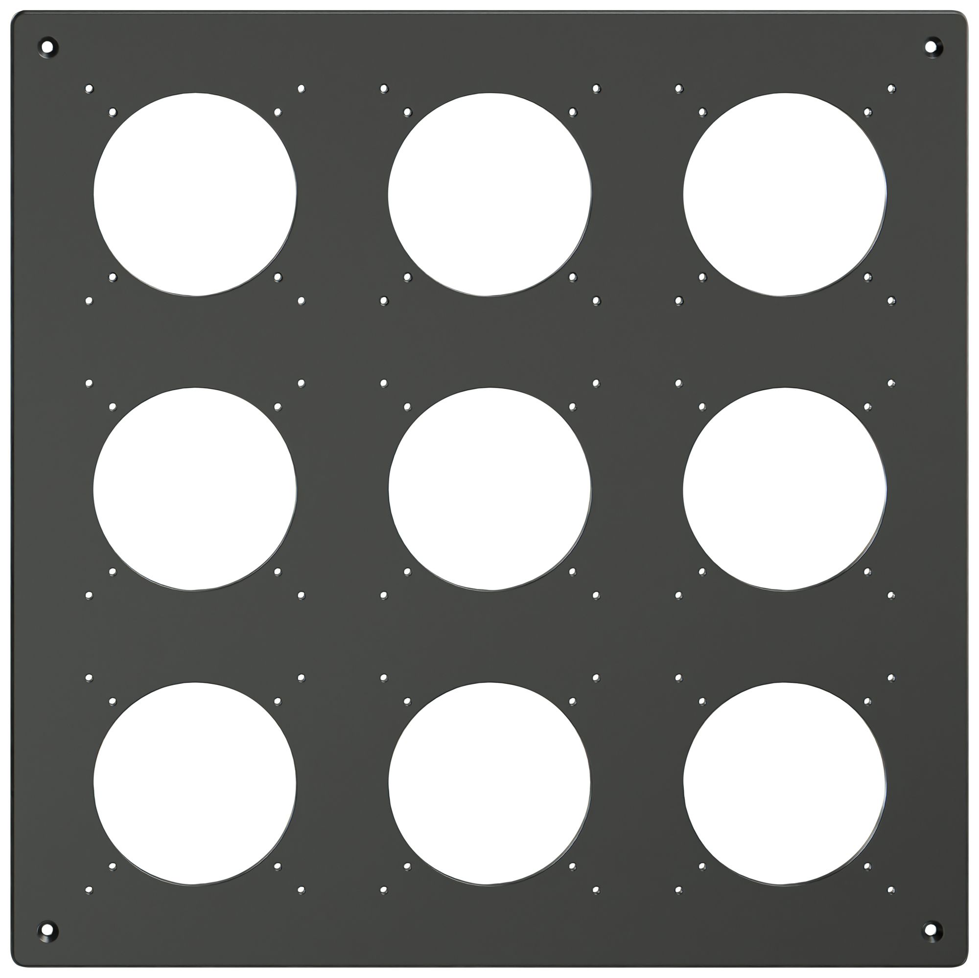 Plaque de montage Feller NEVO SNAPFIX® 3×3 Ø69mm 325×325mm noir