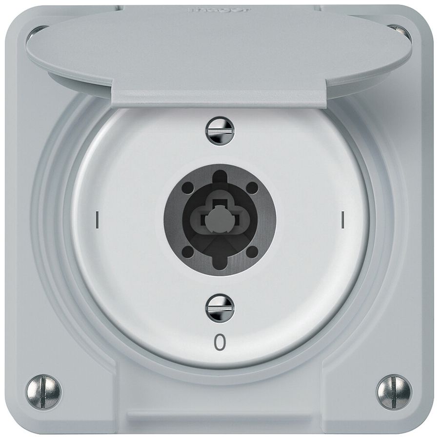 Interrupteur à clé ENC robusto interrupteur en/hors 1 pôle 16A 250V 86×86mm gris