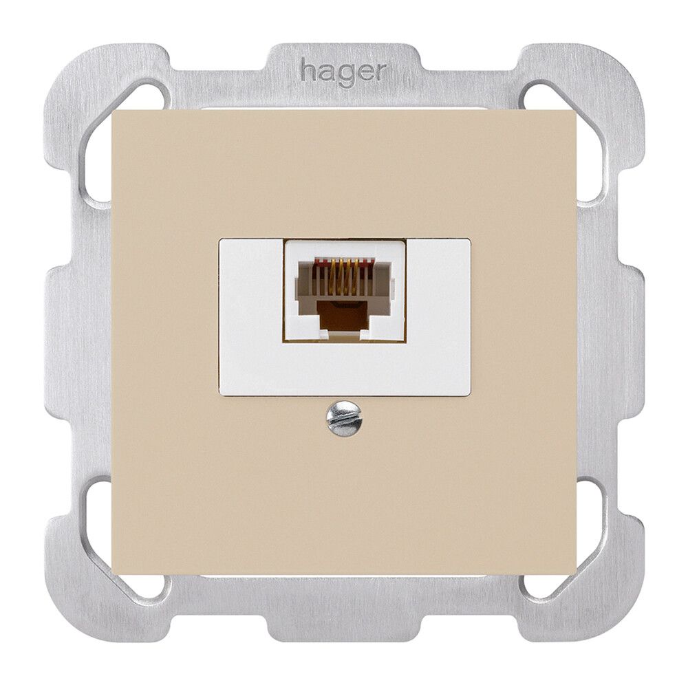 Einsatz zu Anschlussdose kallysto 1×RJ45u beige mit Befestigungsplatte