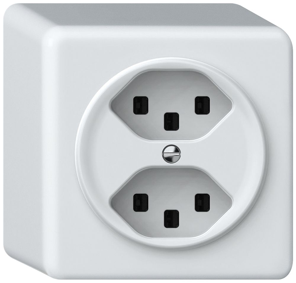 AP-Steckdose origin 2×Typ 23 16A 230V 88×88×54mm weiss