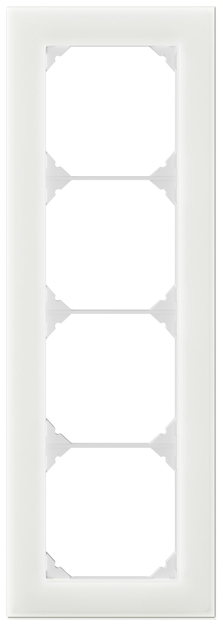 UP-Abdeckrahmen EDIZIO.liv prestige SNAPFIX® 4×1/1×4 274×94mm glas weiss