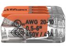 Verbindungsklemme WAGO 221 3×0.5…6mm² Hebel 32A 450V orange transparent