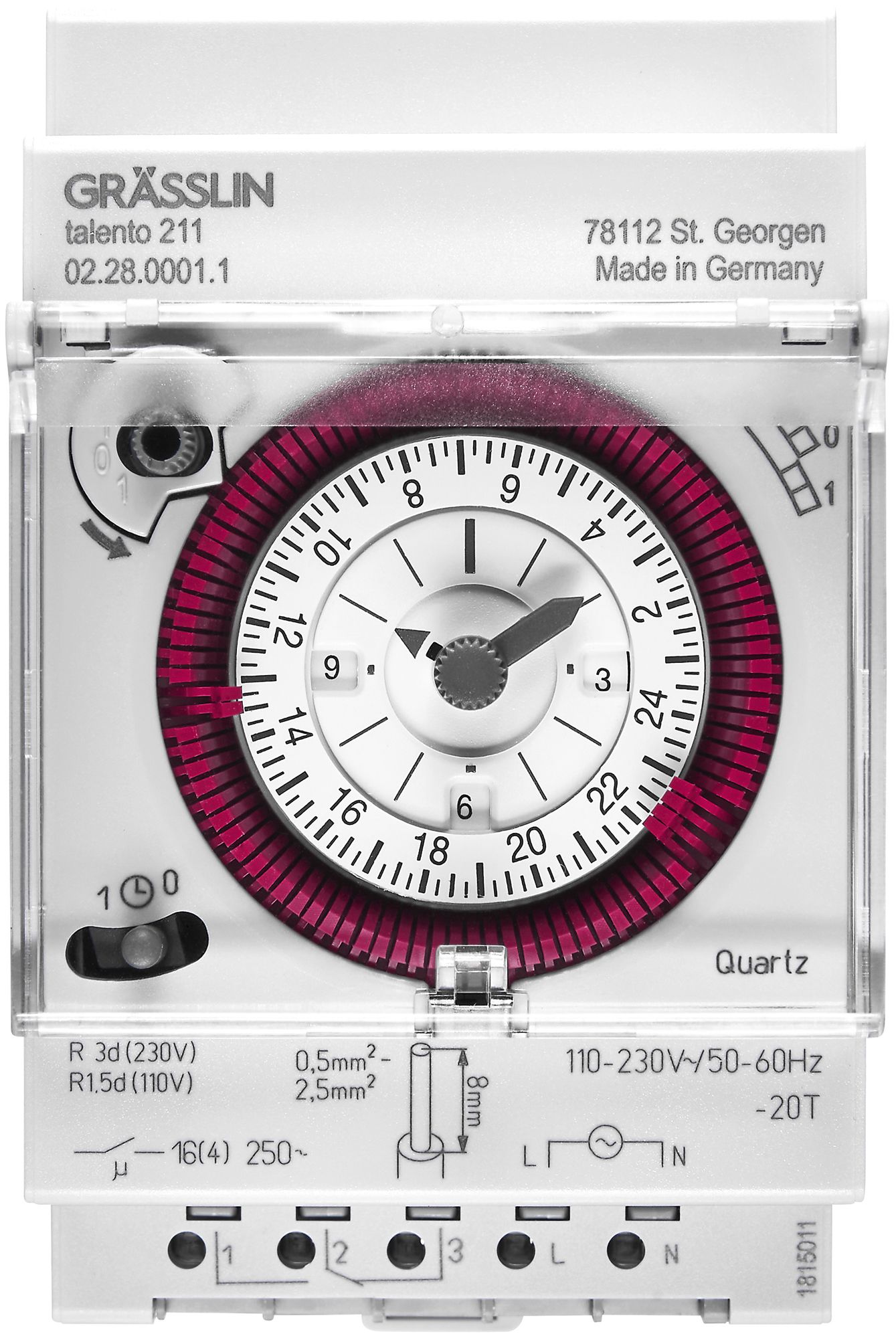 Interrupteur horaire AMD talento 211 1-0-Timer plombable avec bornes enfichables