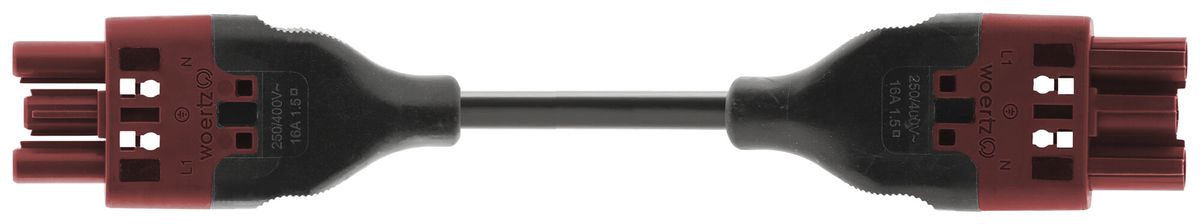 Verbindungsleitung Woertz 49343/C4 3×2.5mm² 250V 20A 2m rt Buchse Stecker Cca