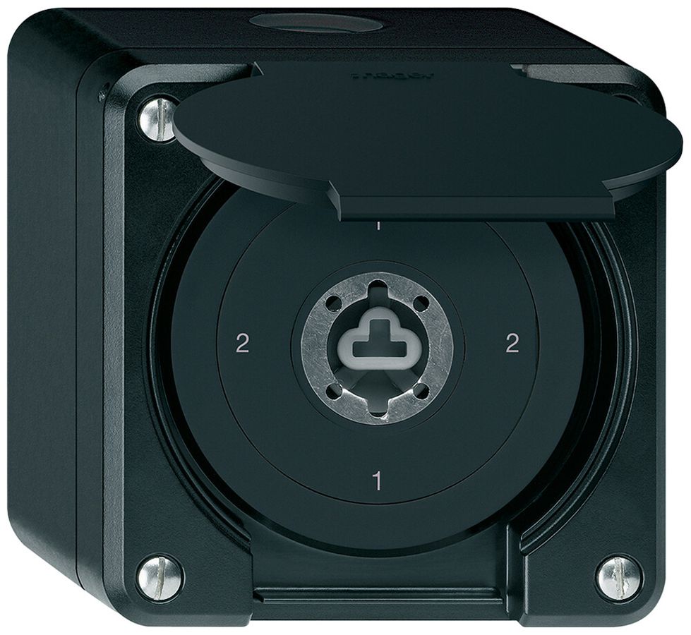 AP-Schlüsselschalter robusto IP55 mit Klappdeckel ohne Zylinder S3/1P schwarz