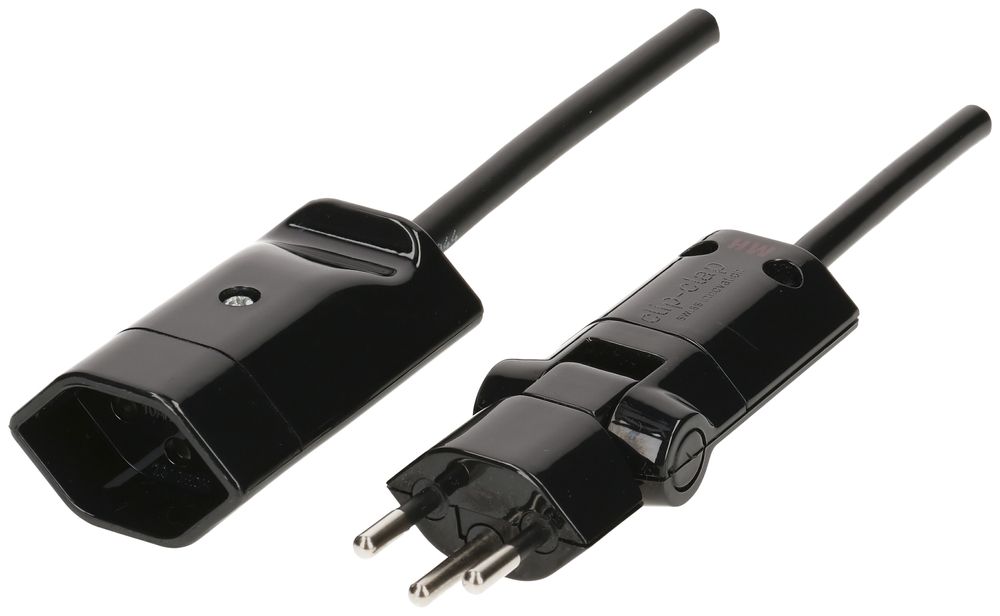 Cavo di prolunga MAX HAURI Td 3×1mm² 3m nero 180° spina Clip-Clap T12/13