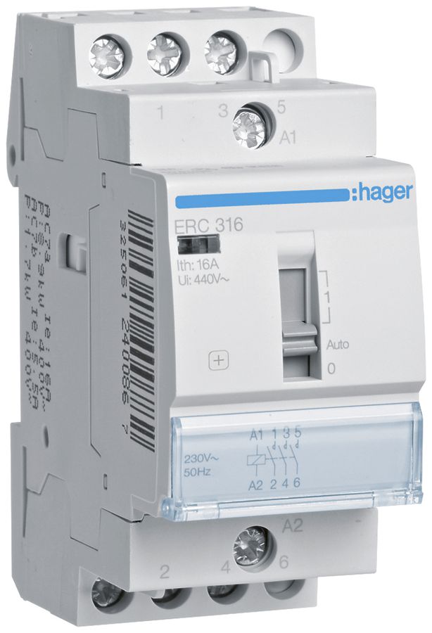 REG-Schütz Hager 230VAC 3 Schliesser 0 Öffner 16A 2TE