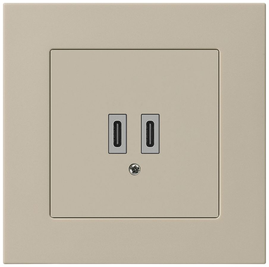 UP-USB-Ladesteckdose Hager kallysto.pro C-C 20W 5V 94×94mm beige