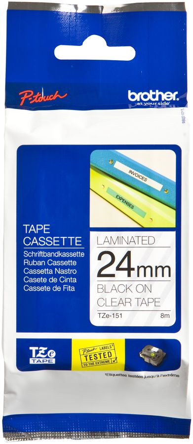 Schriftbandkassette Brother TZe-151 24mm×8m, transparent-schwarz