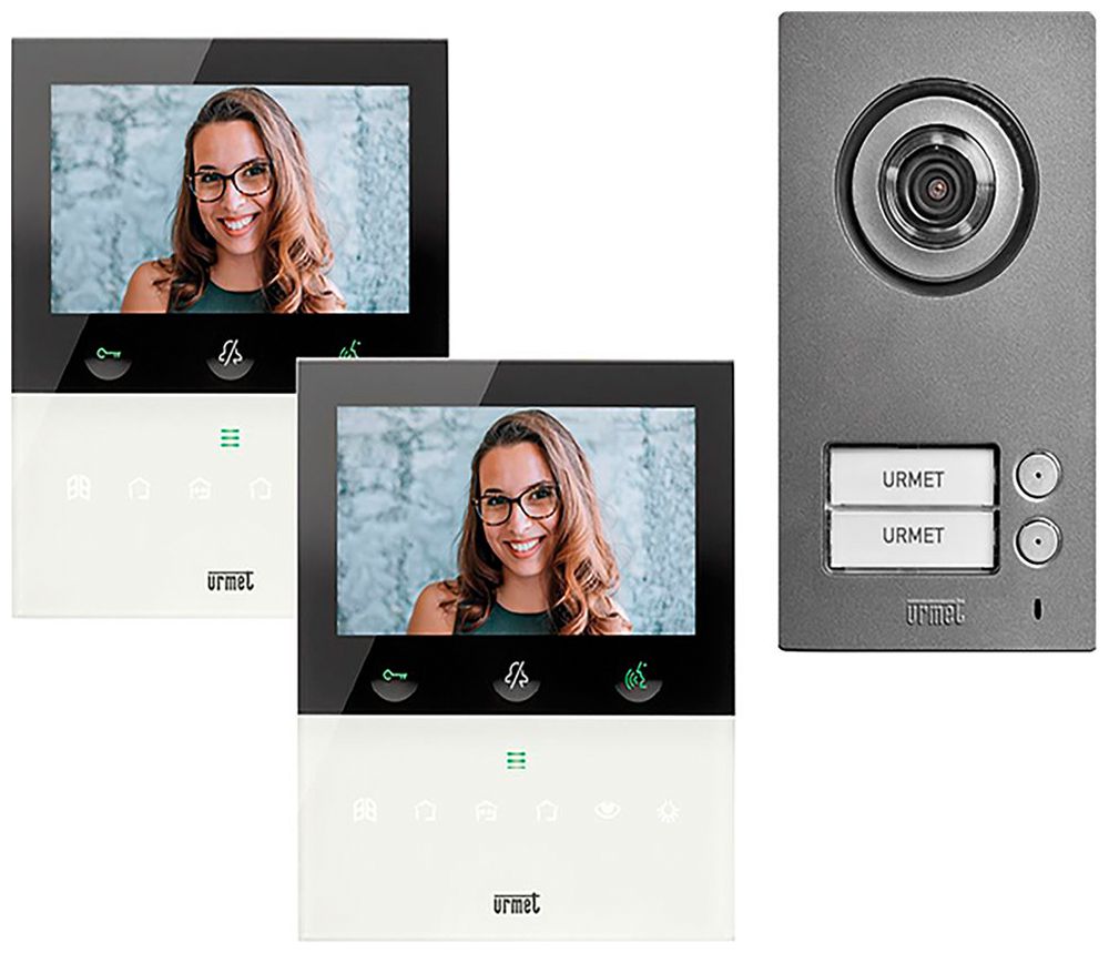 Kit interphone vidéo Urmet 2×bouton d'appel 2 fils blanc