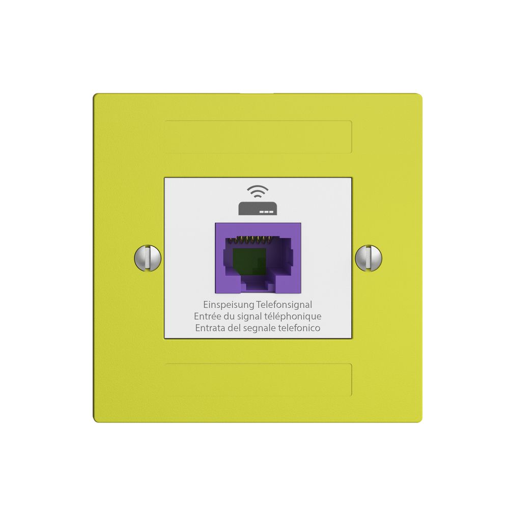 Rückführungsdose EDIZIOdue F 1×RJ45 f.Swisscom VoIP, 8 polig, UTP, lemon