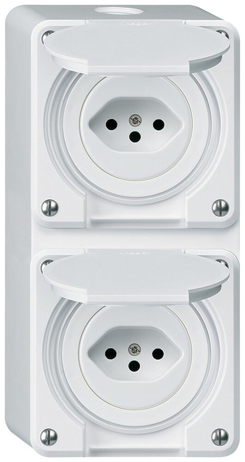 AP-Kombination Hager robusto I-I vertikal Typ 13+Typ 13, weiss
