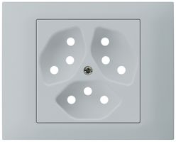 EB-Frontset Hager kallysto für Steckdose G3 3×T13 Abdeckrahmen steckbar hellgrau