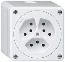 Presa AP robusto 3×tipo 13/1 bianco senza copercchio