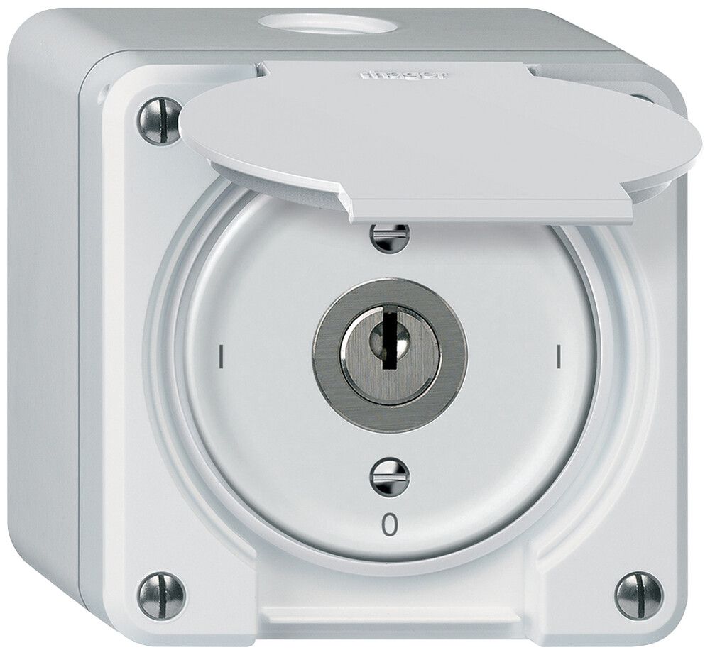 AP-Schlüsselschalter robusto Ausschalter 1-polig 16A 250V 86×86mm weiss