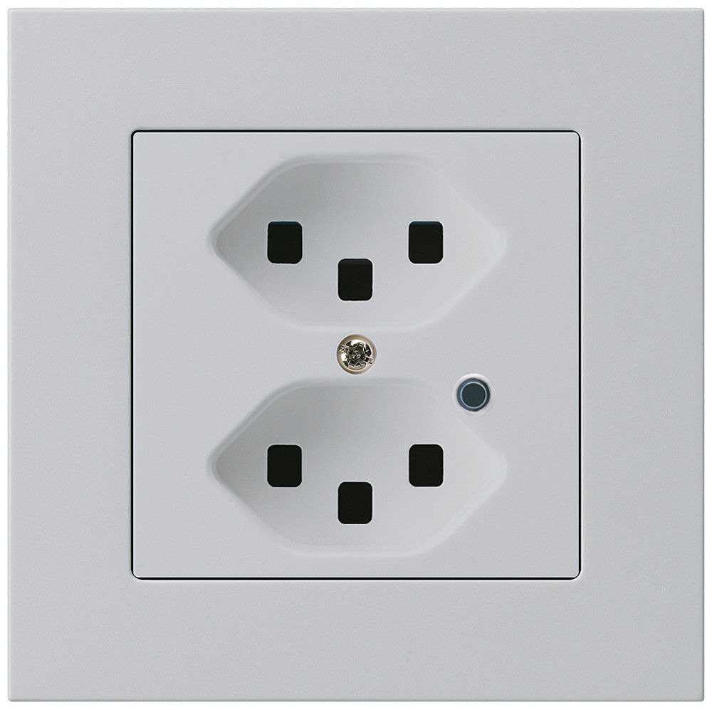 Prise ENC Hager kallysto.pro 2×T23 illuminé C gris clair