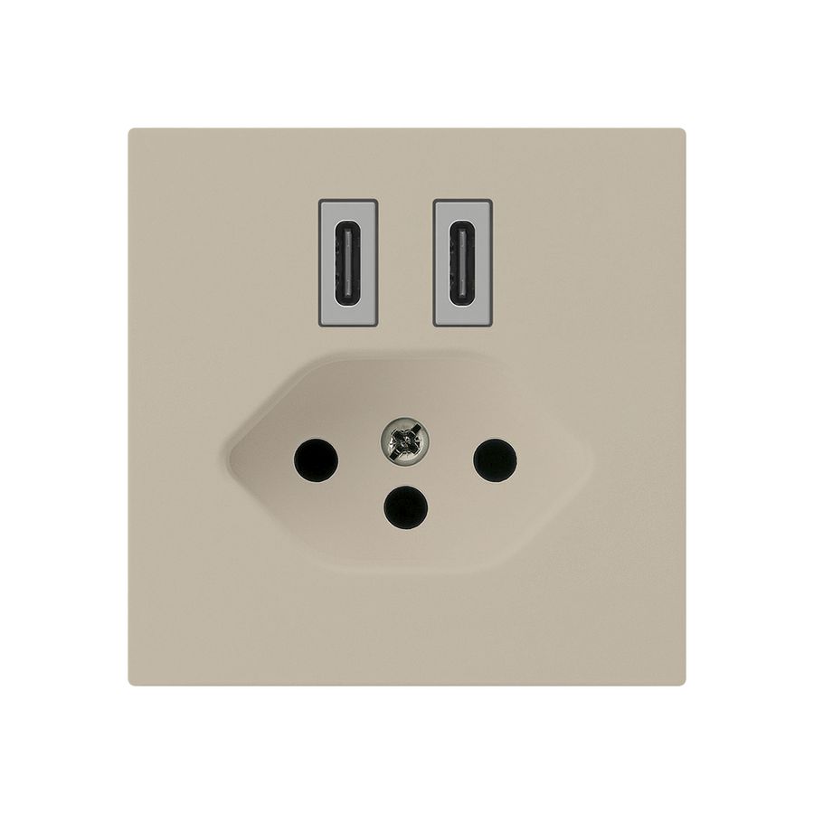 USB-Ladesteckdose Hager kallysto C-C 20W+T13 5V 60×60mm beige