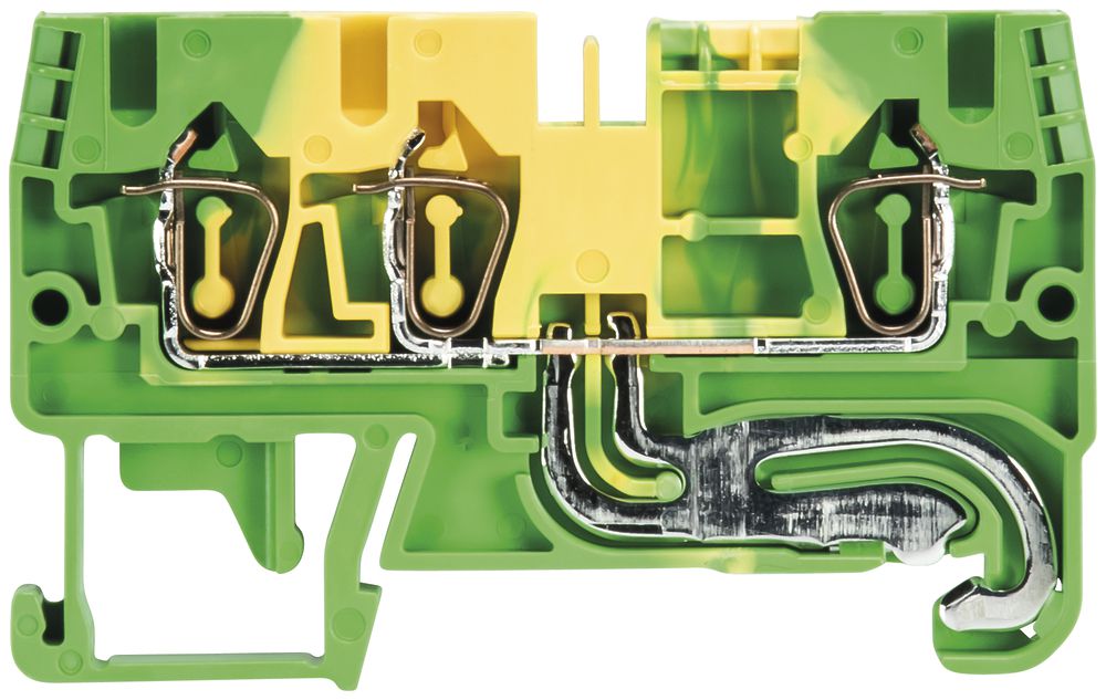 Borne de terre joignable WKFN 0.13…4mm² 3×racc.ressort 1 ét.rail DIN 35mm vt/jn