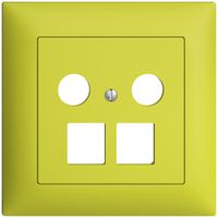 UP-Abdeckset EDIZIOdue FMI, f.Multimediadose 5…2000MHz, f.2×RJ45 Keystone lemon