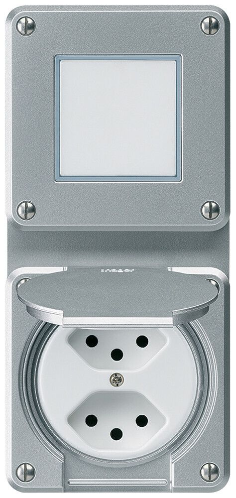 UP-Kombination Hager robusto I-I vertikal 3/1L+2×Typ 13, aluminium