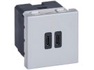 EB-USB-Ladesteckdose Legrand MOSAIC 2×USB-C 3000mA OUT:5V Aluminium
