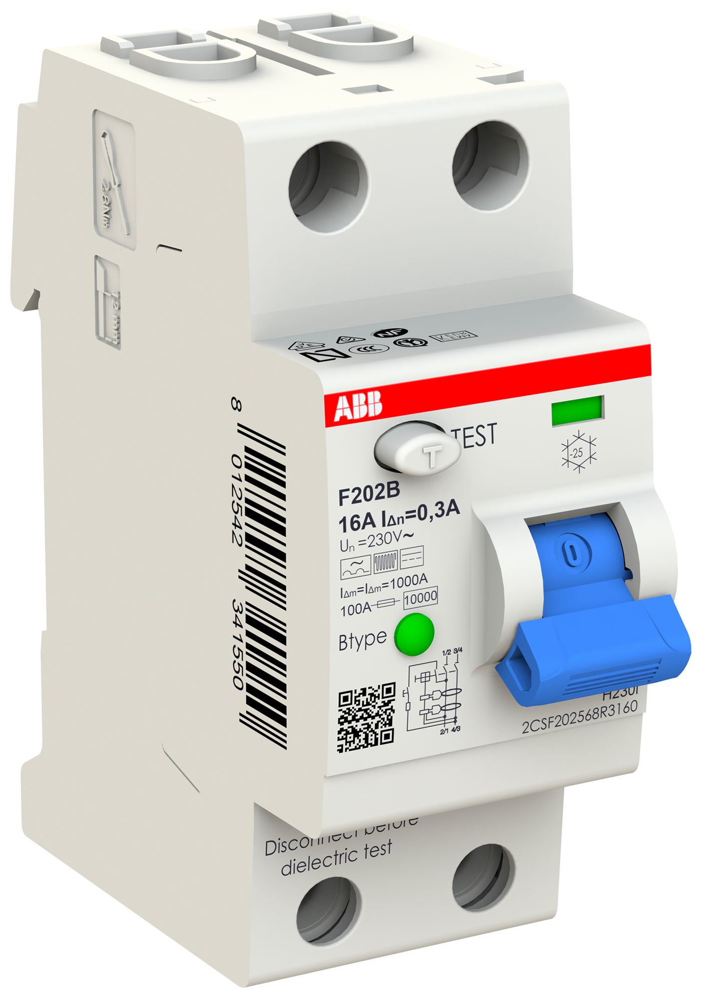 Fehlerstromschutzschalter proM compact 1PN Typ B 16A 300mA 2TE kurzzeitverzögert