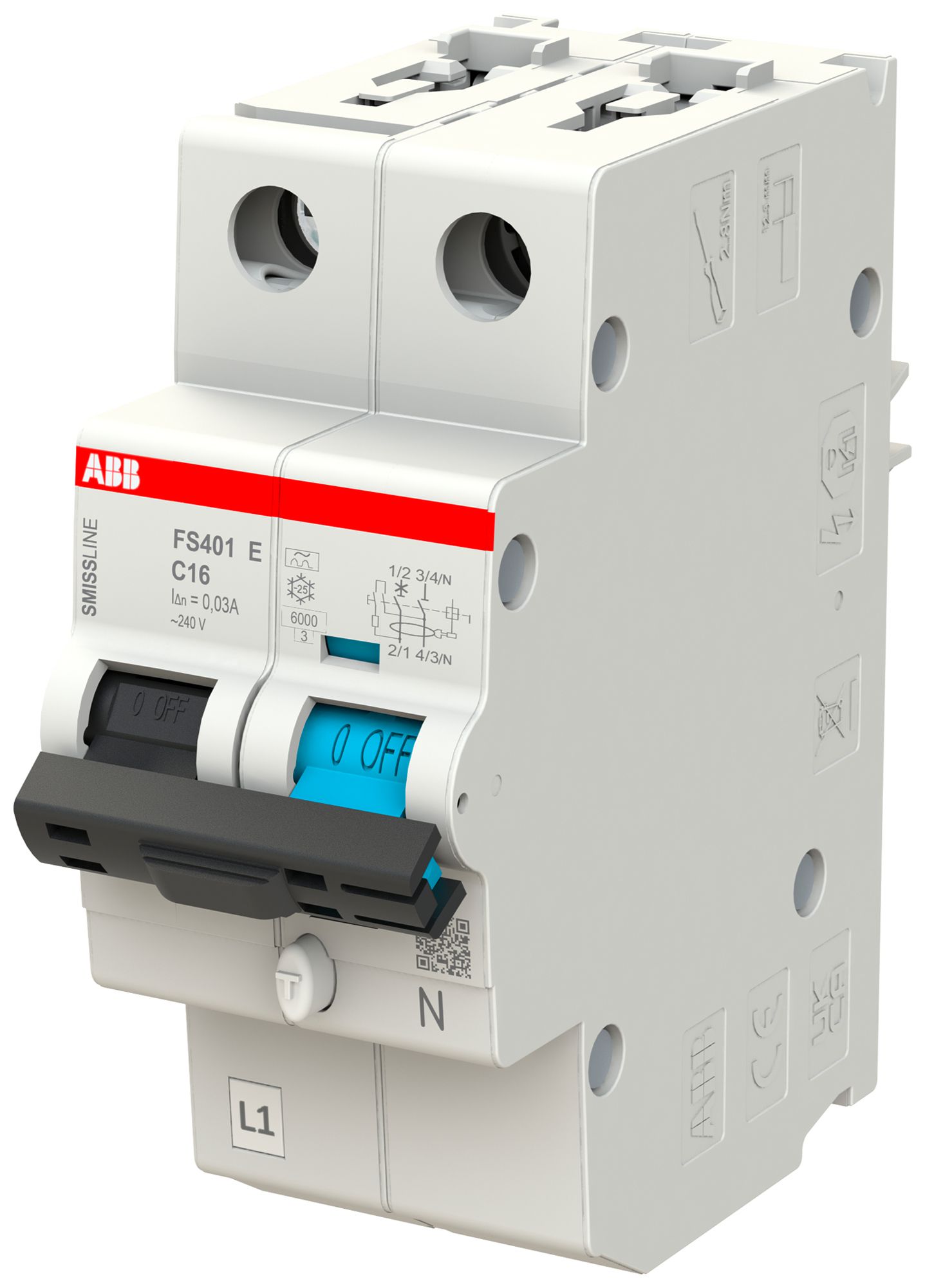 Disgiuntore differenziale ABB FS401E SMISSLINE TP C-16A/30mA 1LN 6kA tipo A