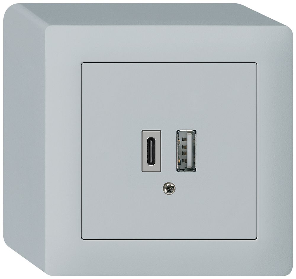 Prise de charge USB AP kallysto 18W PD 1×type A 1×type C gris clair