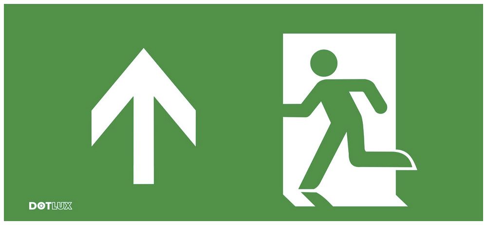 Pittogramma DOTLUX, con freccia verso alto per lampada d.emergenza LED EXITflat