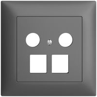 UP-Abdeckset Edue FMI, f.Multimediadose 5…2000MHz, f.2×RJ45 Keystone dunkelgrau