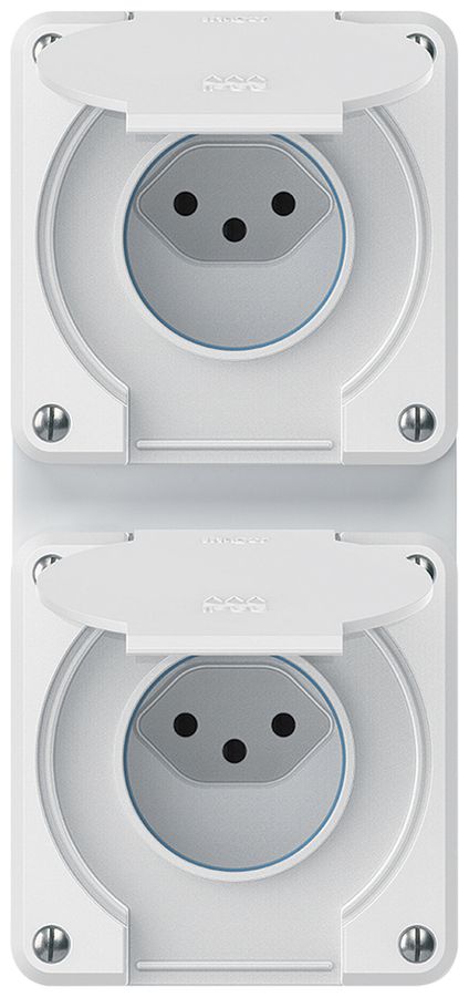 Combinaison ENC robusto 2×1, 2×prise T13 IP55 blanc