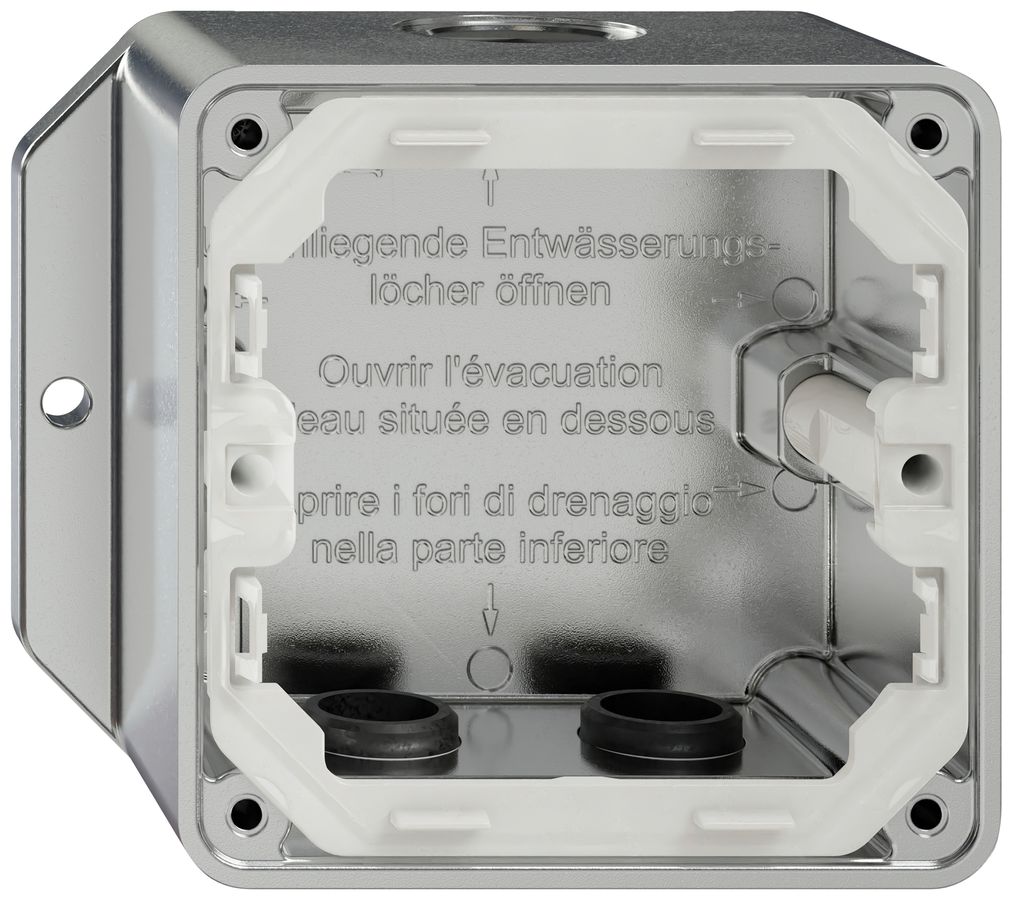 AP-Gehäuse ELEMENT 1×1 EMP Aluminium 3 Einführungen