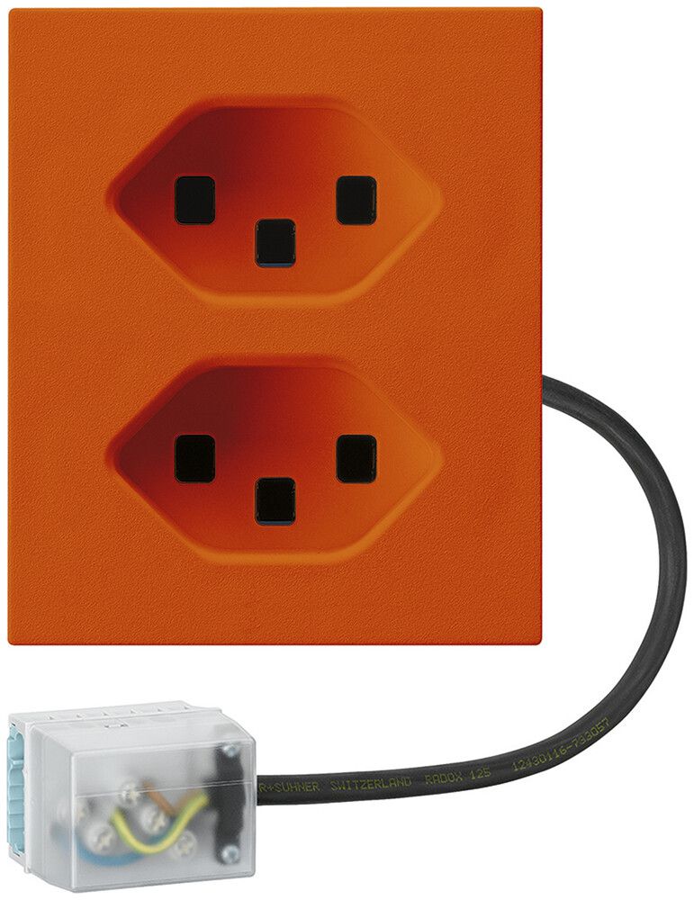 FLF-Steckdose Hager 2×Typ 23 mit Power-Dose L3 D orange