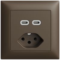 UP-Steckdose USB 2×Typ C + Typ 13 Feller EDIZIOdue FMI 230V 3000mA coffee