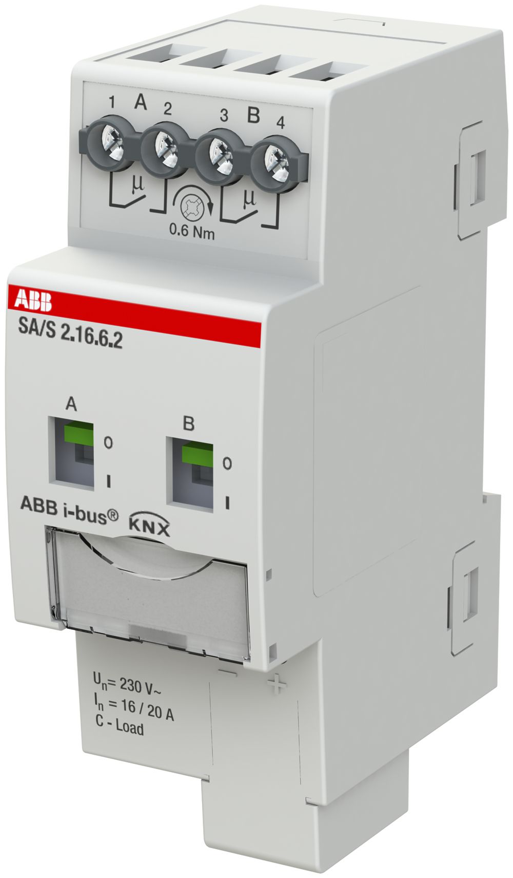 Attuatore-commutatore KNX AMD ABB SA/S2.16.6.2, 2-volte, 16A, C, rilev.corrente